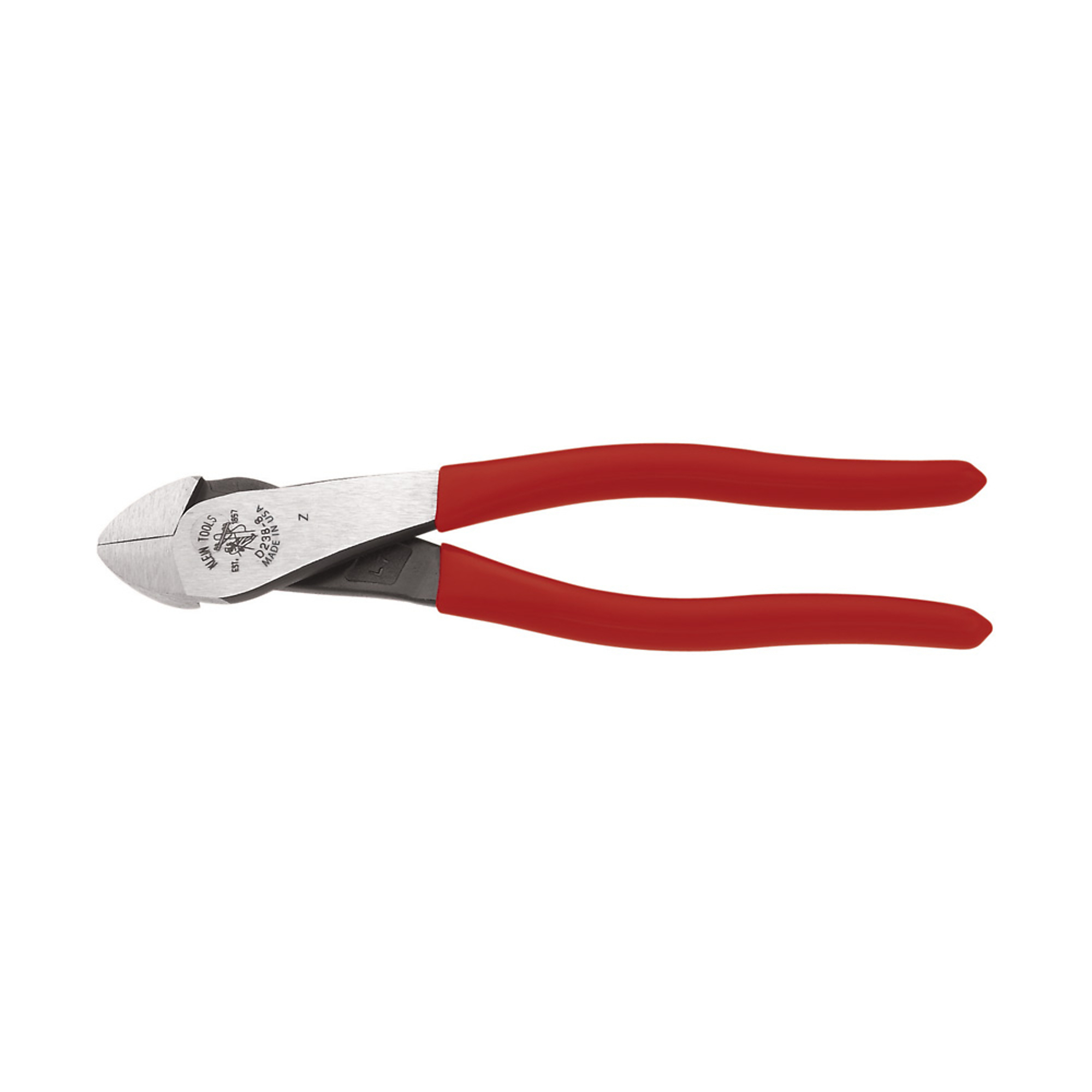 Klein Tools, Diagonal Cutting Pliers, High-Leverage, Angled Hea, Pieces (qty.) 1 Material Steel, Jaw Capacity 1.06 in, Model# D238-8